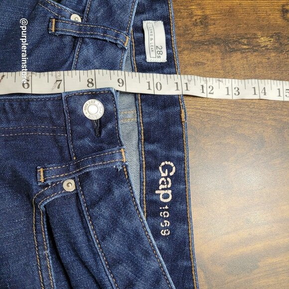 GAP Jeans 28 S Long & Lean Flare Mid Rise Dark Wash Stretch Denim Western - Picture 10 of 14